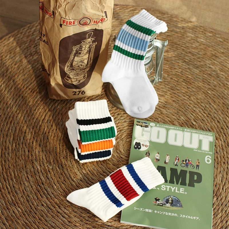 LUCKIEY Striped Crew Socks 10/20 Pairs Seamless Toe for Men and Women, Light Cream Color, Casual Comfort retro striped socks - Image 3