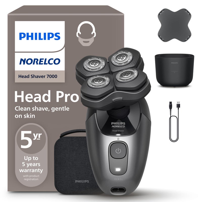 Norelco Philips Norelco Head Shaver Pro 7000 Series Electric Shaver for Men and Women 360 Flexing Head ComfortCut Blades for Clean Shave Gentle on Skin Model HS798040 - Image 2