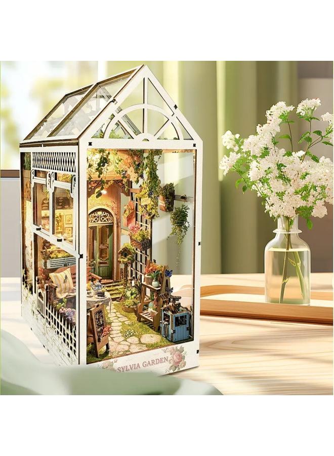 Bluejw DIY Cabin Sylvia Garden 3D Handmade Assembled Book Stand Desktop Ornaments Model Toy Birthday - Image 5