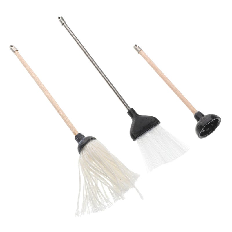 Miniature Cleaning Kit Set With Mop Broom And Toilet Plunger For Dollhouse Bathroom Decor - Image 2