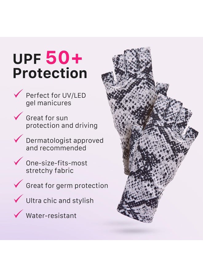 ManiGlovz The Original UPF 50+ UV Light Protective Nail Gloves for Women, with Aloe Vera, Polyester and Lycra Materials, in Doughnot Print - Image 3