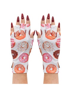 ManiGlovz The Original UPF 50+ UV Light Protective Nail Gloves for Women, with Aloe Vera, Polyester and Lycra Materials, in Doughnot Print  - Image 1