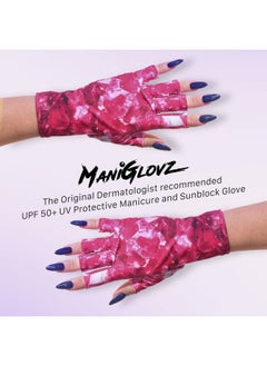 ManiGlovz The Original UPF 50+ UV Light Protective Nail Gloves for Women, with Aloe Vera, Polyester and Lycra Materials, in Doughnot Print  - Image 2