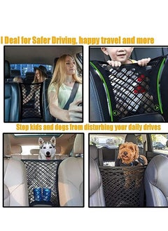 GUDOO Car Mesh Net Organizer 2 Layer Elastic Car Net Organizer Between Seats Car Net Pet Barrier of Backseat Kids Seat Net Bag Cargo Tissue Purse Holder Driver Storage Netting Pouch  - Image 2