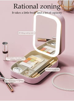 DUNISO Travel Makeup Bag with LED Mirror, USB Rechargeable LED Mirror Cosmetic Makeup Bag,Travel Makeup Case with Led Mirror, Portable Makeup Box with Mirror and Light(Pink)  - Image 5