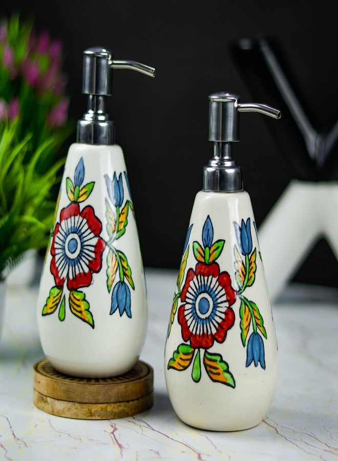 Kaolinite Ceramic Liquid Soap Dispenser/Handwash Bottle/Multipurpose Liquid Dispenser/Liquid Dispenser Multicolor, Pack of Two (DOUl_30) - Image 1