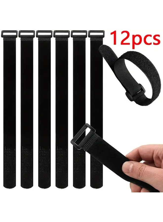 12pcs 7 87inch Reusable Hook And Loop Straps With Buckles Self Locking Nylon For Home Organization - Image 2