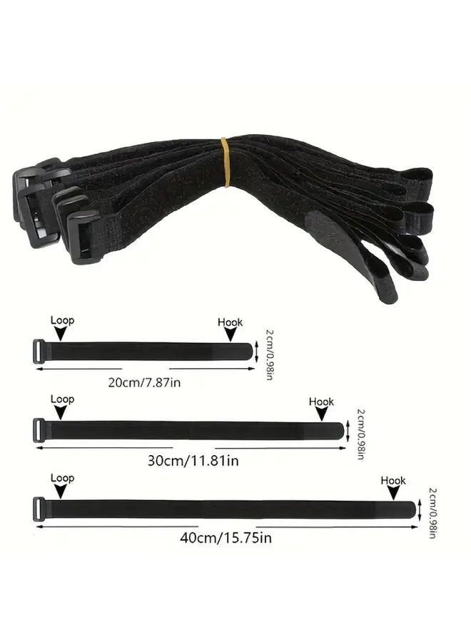 12pcs 7 87inch Reusable Hook And Loop Straps With Buckles Self Locking Nylon For Home Organization - Image 3