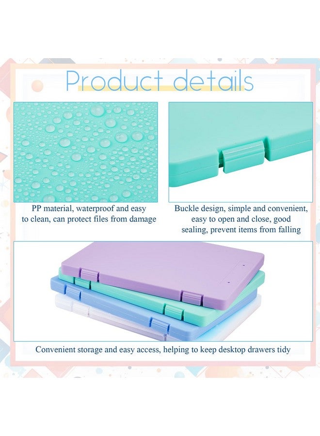 زانماي 4 قطع من صناديق الملفات البلاستيكية مقاس A4، علبة تخزين ورق القصاصات مقاس 8.5 بوصة × 11 بوصة، صناديق ملفات تخزين محمولة، منظم ورقي، حافظة مستندات المكتب، حاويات تخزين المجلات - Image 3