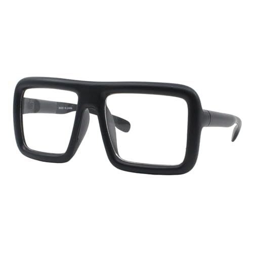 PASTL Thick Square Glasses Clear Lens Eyeglasses Frame Super Oversized Fashion Matte Black - Image 1