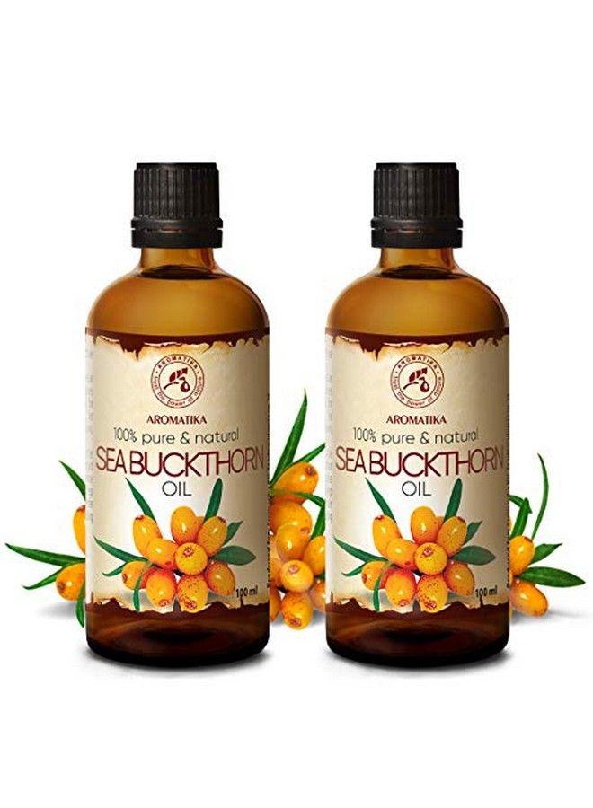 Aromatika زيت البحر النبق (عبوة من 2 × 34 أونصة) 68 أونصة زيت ناقل نقي وطبيعي مضغوط على البارد من هيبوفيه رامنوديس للعناية بالأظافر والشعر والوجه والجسم - Image 2