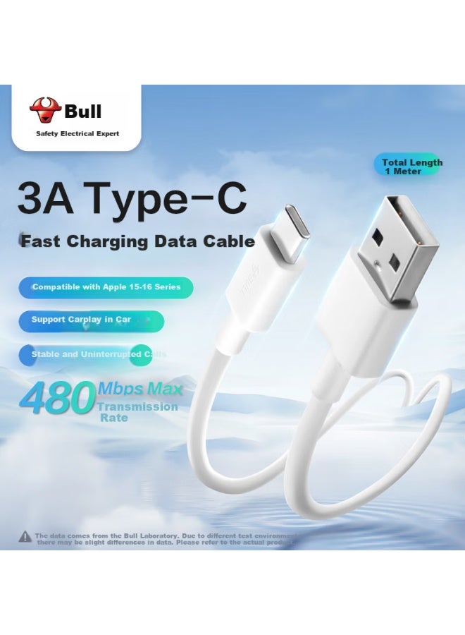 bull Type-c Data Cable Apple 15-16 Car Carplay 3a Cable For Iphone 16/15 Pro Max Huawei Honor Phone 1m Usb-c - Image 1