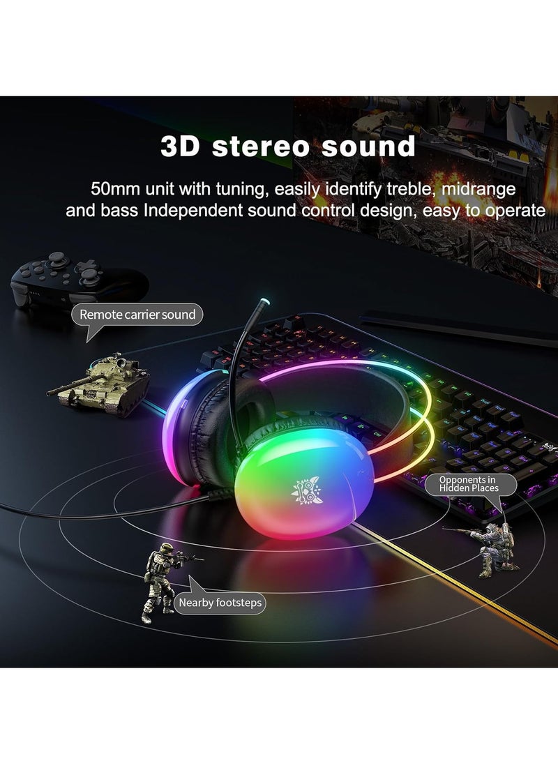 RGB Gaming Headset with Surround Sound – Wired Over-Ear Headphones for PC, Laptop, PS4, PS5, and Xbox – Adjustable Headband in Cool Black  - Image 4
