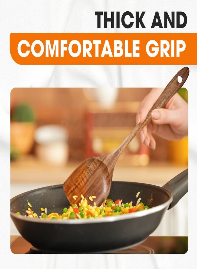 Cheer Collection Teak Wooden Utensil Set - 4-Piece Wood Spatula for Cooking, Wooden Kitchen Utensils Set, Handmade Teak Cooking Utensils, Strainer Spoon & Mixing Spoon - Durable Kitchen Tools - Image 5