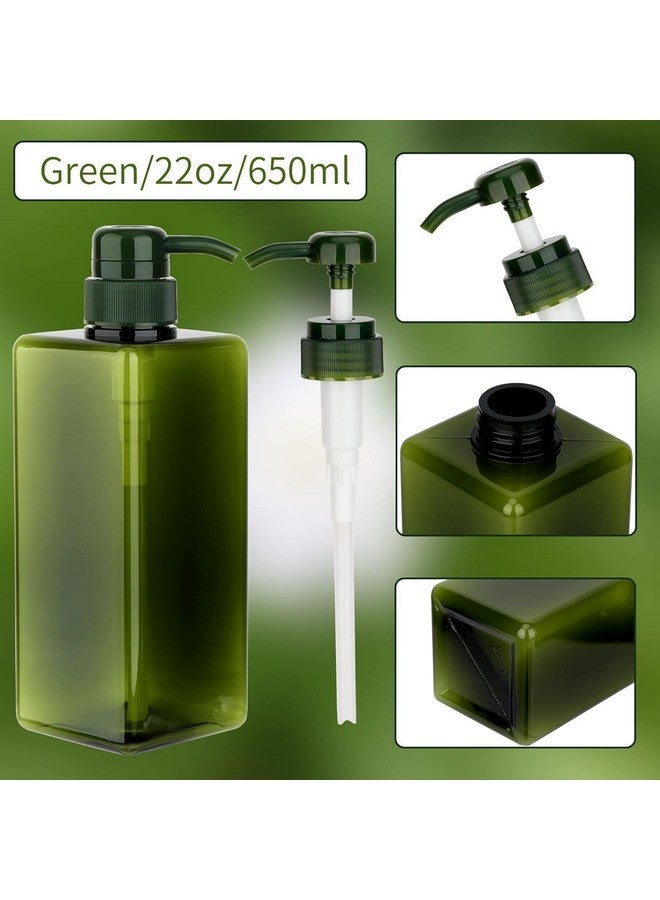Pump Bottle Dispenser 22oz/650ml 1 Pack Refillable Square Plastic Lotion Dispenser Empty Lotion Pump Bottle for Essential Oil Lotion, Shampoo, Bathroom Travel. (Green) - Image 4