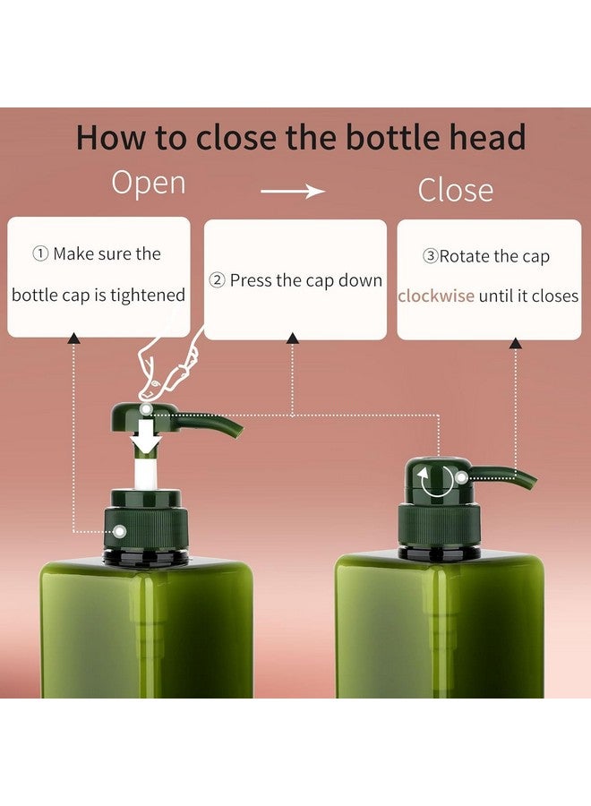 Pump Bottle Dispenser 22oz/650ml 1 Pack Refillable Square Plastic Lotion Dispenser Empty Lotion Pump Bottle for Essential Oil Lotion, Shampoo, Bathroom Travel. (Green) - Image 5