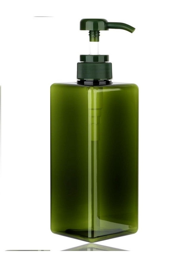Pump Bottle Dispenser 22oz/650ml 1 Pack Refillable Square Plastic Lotion Dispenser Empty Lotion Pump Bottle for Essential Oil Lotion, Shampoo, Bathroom Travel. (Green) - Image 1