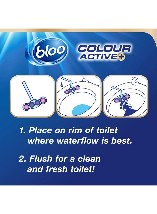 bloo Solid Toilet Rim Block Colour Active Blue Fresh Flower | 4 In 1 Toilet Cleaners With Anti-Limescale, Cleaning Foam, Dirt Protection And Extra Freshness | Pack Of 3, 3X50G - Image 4