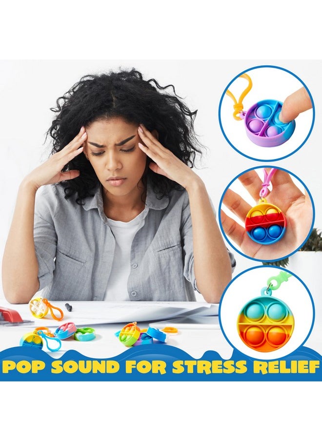 JOYIN JOYIN Round Pop Fidget Keychain 30 Pack Pop Fidget Toys Bulk Party Favors for Kids 4-8,8-12 Years, Goodie Bags Stuffers End of Year Student Gifts Classroom Prizes Birthday Sensory Toys  - Image 5