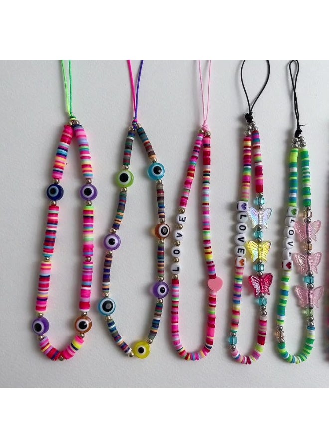 NIBEMINENT Beaded Phone Lanyard, Anti Lost Removable Wrist Strap, Devil's Eye Beads Bracelet Pendant, Phone Keychain Lanyard - Image 2