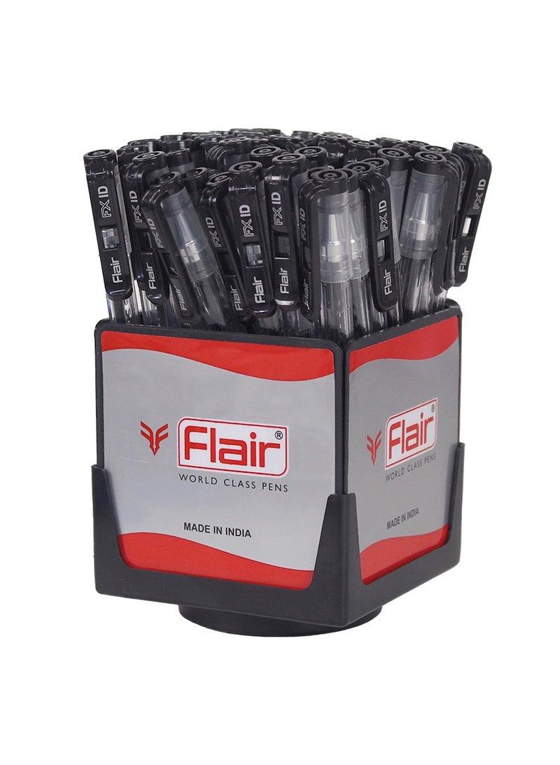 Flair قلم حبر جاف FX Id، 50 قطعة مع حامل مربع، أسود - Image 1