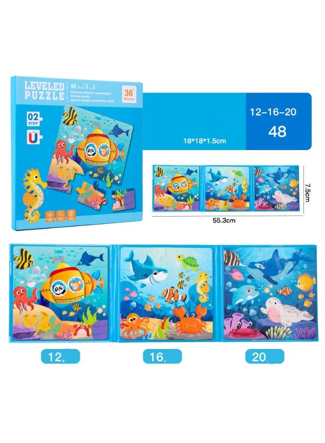 1-Set Magnetic Puzzle, Toddler Preschool Educational Matching Game, Fine Motor Skills & Hand-Eye Coordination Toy, Early Learning Activity for Kids Ages 2-4,Stage 1/2/3/4 jigsaw puzzle, with different levels of difficulty suitable for children of all ages.