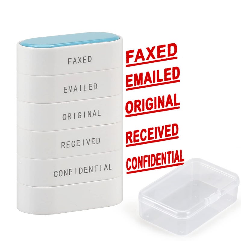 5in1 Office Stamp Set  PreInked Rubber Stamp Original Faxed Emailed Received Confidential Stamp RedInk Stamp Impression Size 15 X 055 Cute  Unique Designed Stamp