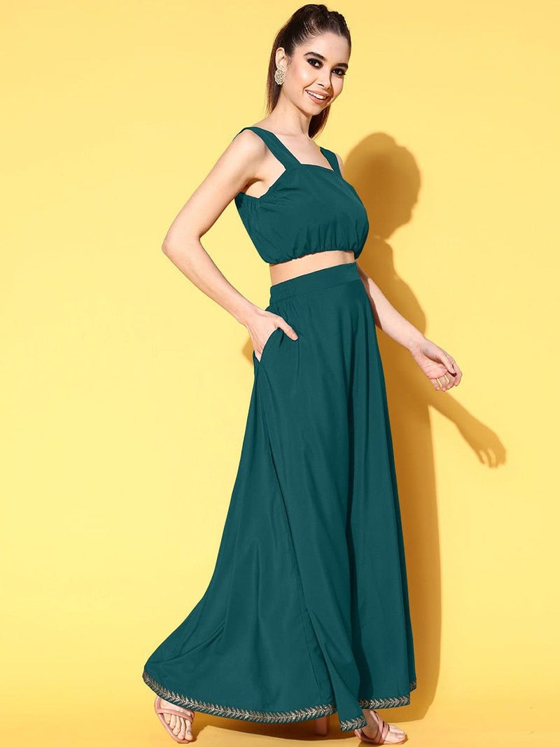 Ahalyaa Green Traditional Wear Co-ords for Women - Image 5