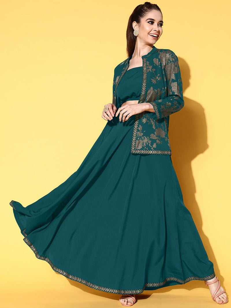 Ahalyaa Green Traditional Wear Co-ords for Women - Image 1