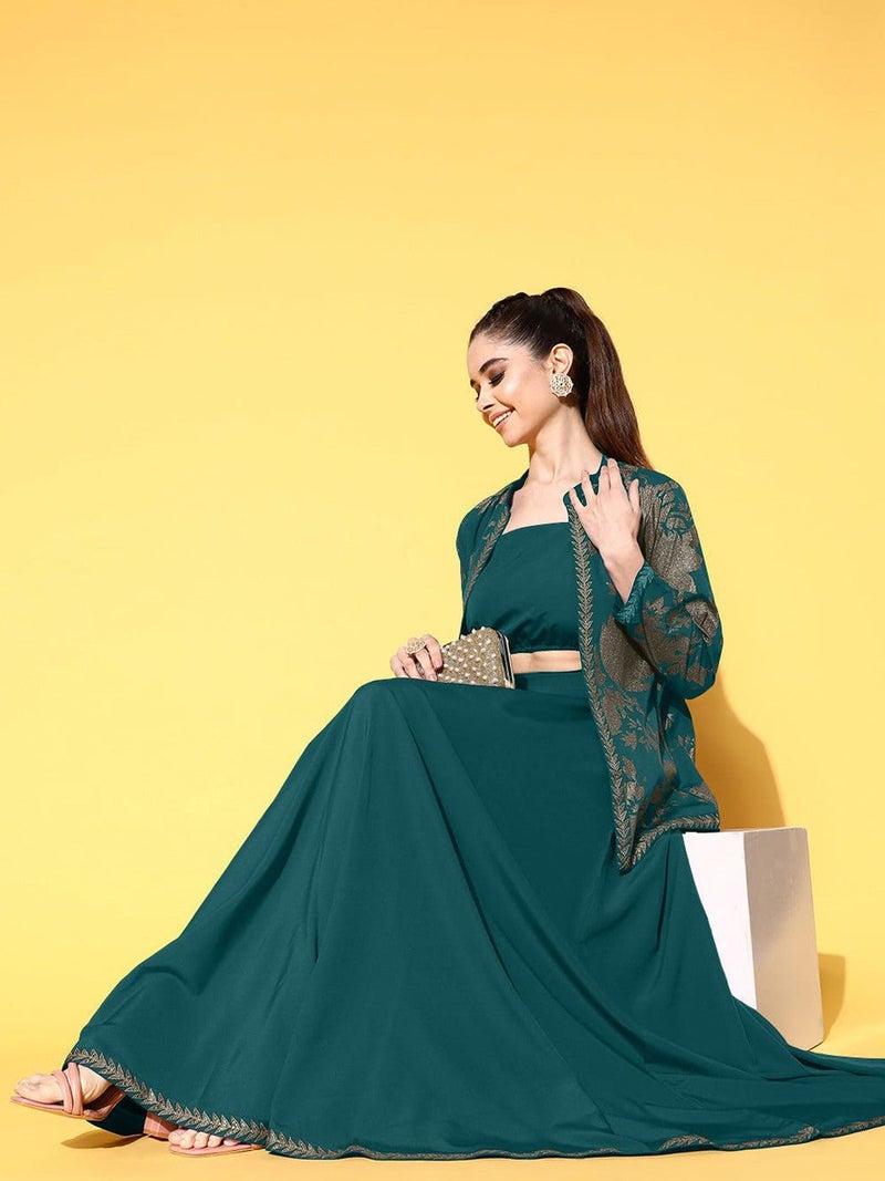 Ahalyaa Green Traditional Wear Co-ords for Women - Image 2
