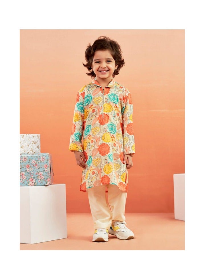 PRASHA Boys' Multicolour Kurta And Pyjama Set - Image 1