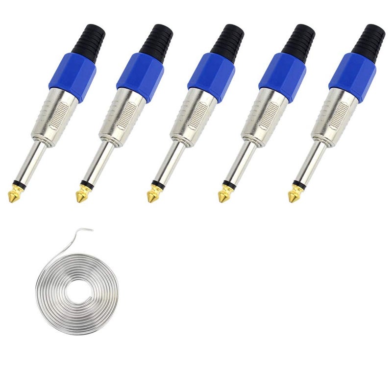 GiantBee 1/4" Audio Plugs 6.35 mm Plug TS 1/4 inch Solder Type Mono Plug Light Straight Design Connector for DJ Mixer Speaker Guitar Cables Phono Patch Cable Microphone Cables Durable ABS Material (5 Pack) - Image 1
