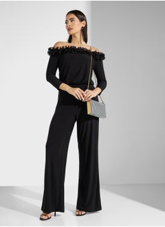 Adrianna Papell Off Shoulder Ruffled Jumpsuit  - Image 1
