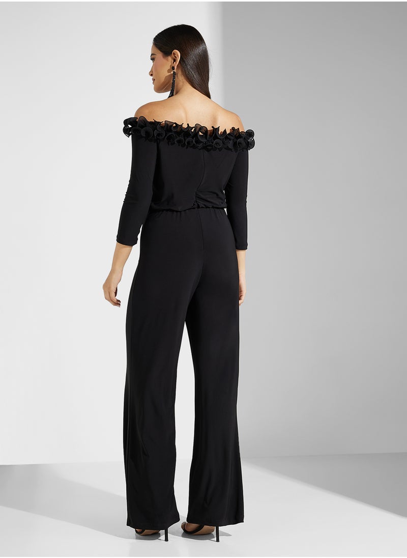 Adrianna Papell Off Shoulder Ruffled Jumpsuit  - Image 2