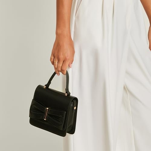 Accessorize London Women's Black Bow Square Satchel Sling Bag | Bags for women | Ladies Purse Handbag - Image 3