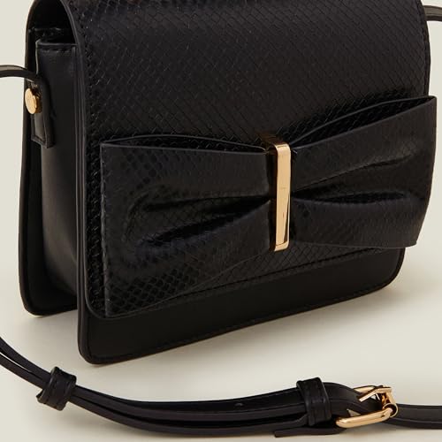 Accessorize London Women's Black Bow Square Satchel Sling Bag | Bags for women | Ladies Purse Handbag - Image 5