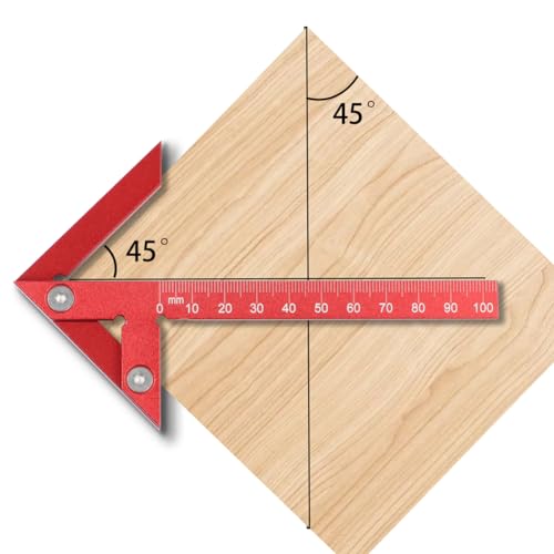 KETIPED Aluminum Alloy Center Positioning Ruler, 45/90 Degree & Right Angle & Centerline Positioning, Red High-Precision Metric Measuring Multi-Function Arrow Ruler,043R - Image 3