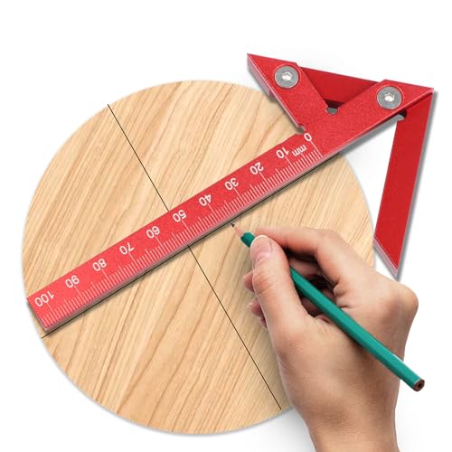 KETIPED Aluminum Alloy Center Positioning Ruler, 45/90 Degree & Right Angle & Centerline Positioning, Red High-Precision Metric Measuring Multi-Function Arrow Ruler,043R - Image 5