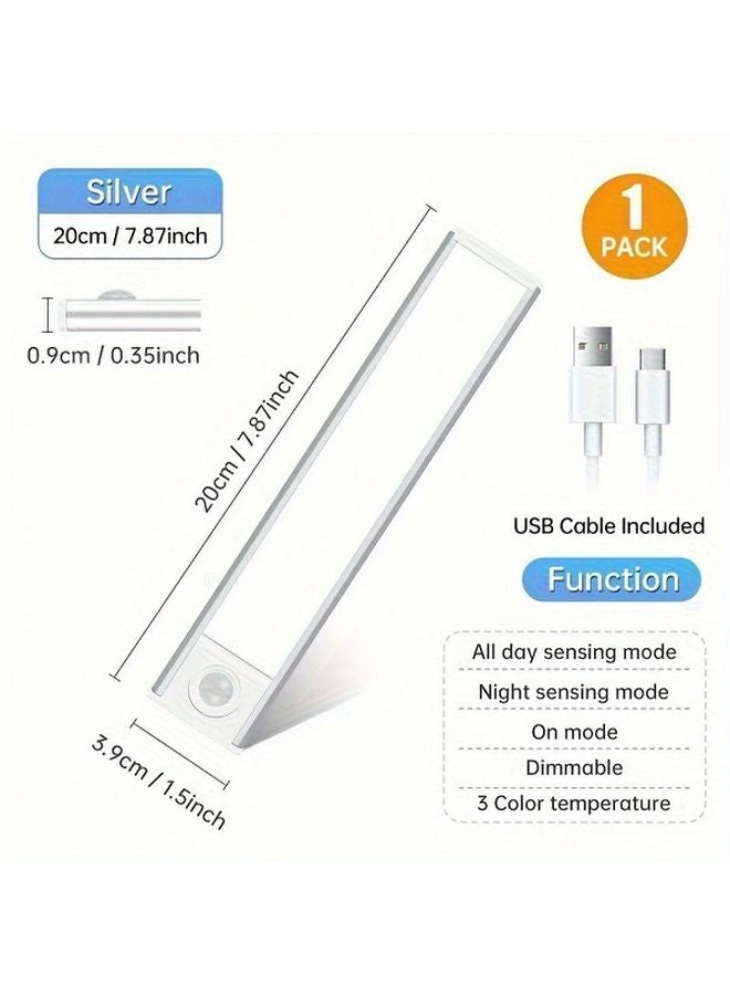 11.81 بوصة شريط إضاءة قابل لإعادة الشحن قابل للتعديل بثلاثة ألوان مع حساس حركة للخزانة، خزانة الكتب، المطبخ، غرفة النوم - Image 4