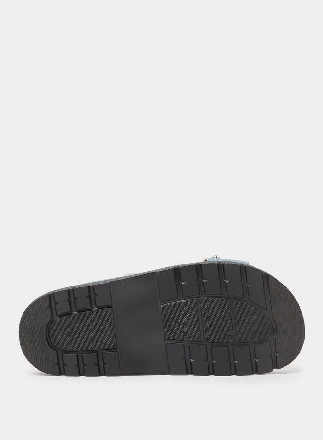 Take Two  Blue Studded Strap Flatform Sandals for Women | Best Price UAE