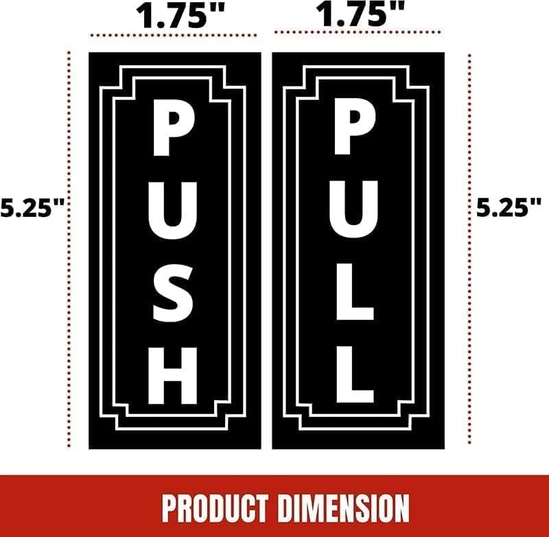 BPA® Push and Pull Vertical Door Sign, Black and White Vinyl Sticker - Image 3