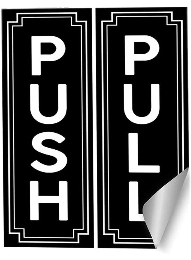 BPA® Push and Pull Vertical Door Sign, Black and White Vinyl Sticker - Image 1