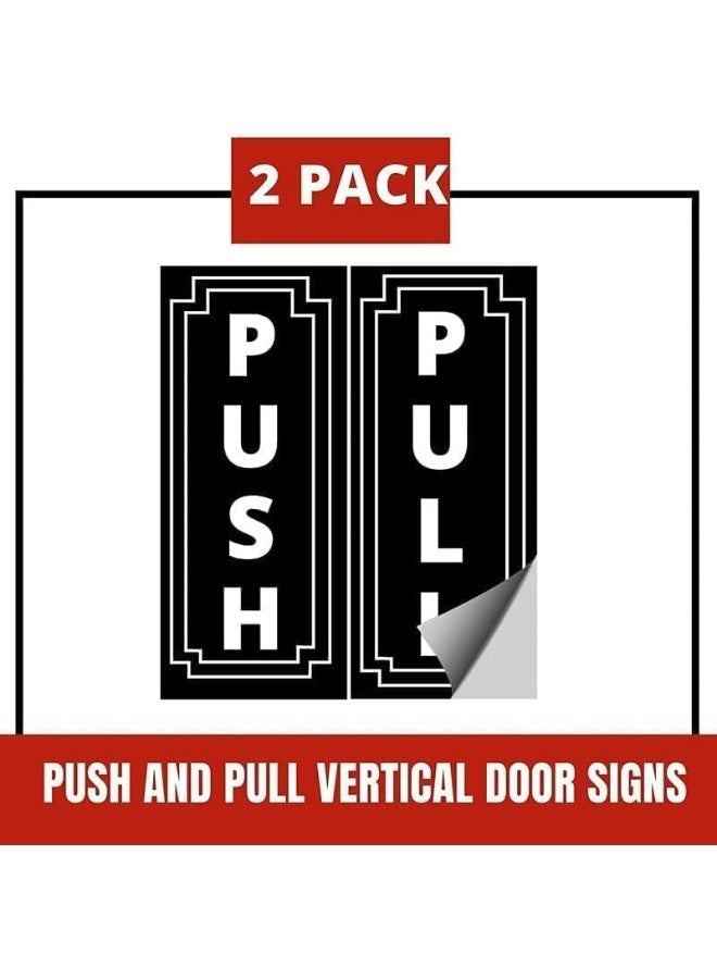BPA® Push and Pull Vertical Door Sign, Black and White Vinyl Sticker - Image 2
