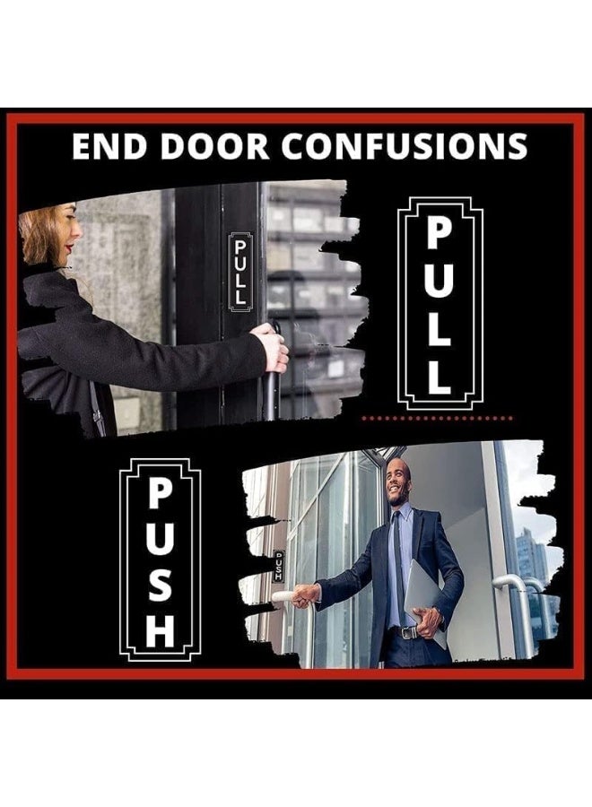 BPA® Push and Pull Vertical Door Sign, Black and White Vinyl Sticker - Image 4