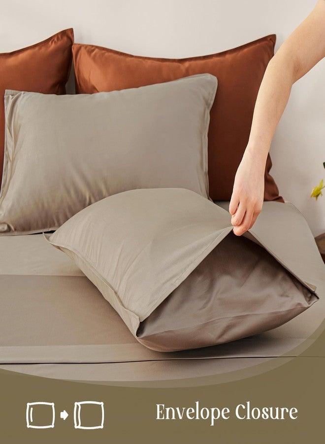 Simple&Opulence 100% Cotton 1000 Thread Count King Sheets -4 Pc Long Staple Pure Soft Sateen Weave Set-16” Deep Pocket Cooling Luxurious Silky Bed Sheet (Taupe, King) - Image 5