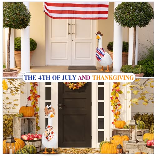 Silicherry 7 Set Holiday Porch Goose Outfits All Seasons Spring Valentine St. Patrick's Day Easter Lawn Porch Geese 4th of July Clothes for Goose Garden Patio Yard Lawn Decor(Bandannas) - Image 5