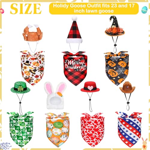 Silicherry 7 Set Holiday Porch Goose Outfits All Seasons Spring Valentine St. Patrick's Day Easter Lawn Porch Geese 4th of July Clothes for Goose Garden Patio Yard Lawn Decor(Bandannas) - Image 2