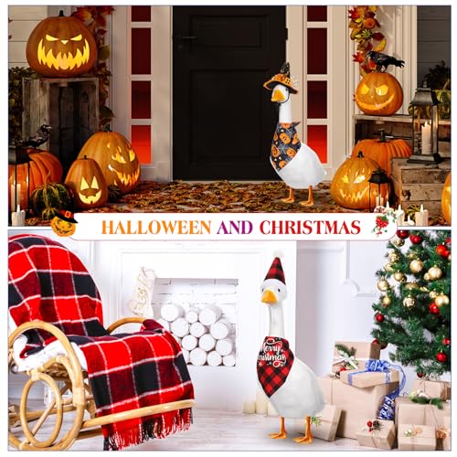 Silicherry 7 Set Holiday Porch Goose Outfits All Seasons Spring Valentine St. Patrick's Day Easter Lawn Porch Geese 4th of July Clothes for Goose Garden Patio Yard Lawn Decor(Bandannas) - Image 4