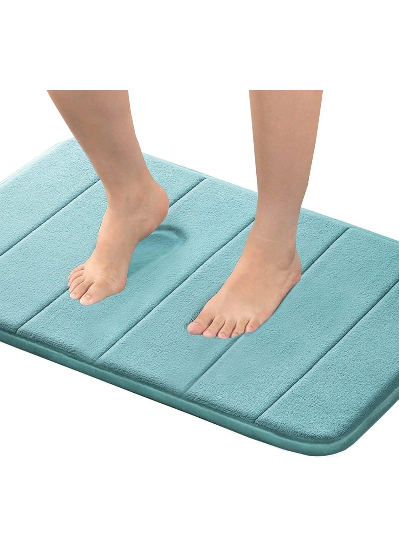 Flamingo P Flamingo P Memory Foam Shower Bathroom Mat Rug Soft Non Slip Bath Mats Machine Washable 24x17 Inches Aqua Green 