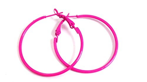 Divas Diggables Hot Pink Hoop Earrings Simple Thin Hoop Earrings 1.5 Inch Hoop Earrings - Image 3